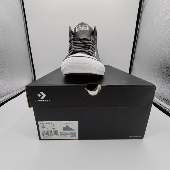 Chuck‎ Taylor All Star High Street Faux-Leather Shoes Mens 13 Sharkskin Gray NEW - Picture 3 of 15